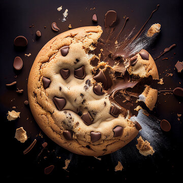 Top View Of Broken Chocolate Chip Cookie