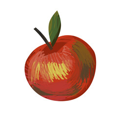 cartoon fruit apple on white background illustration