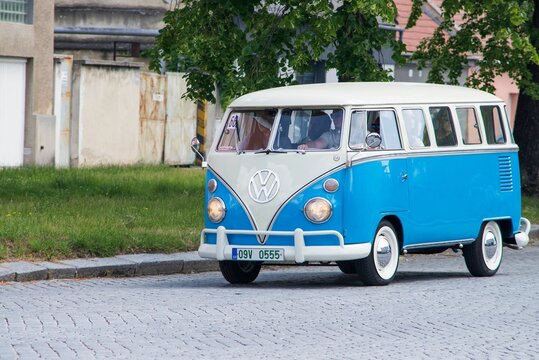 Volkswagen type 2 model during a historical car parade in Prostejov, Czech Republic