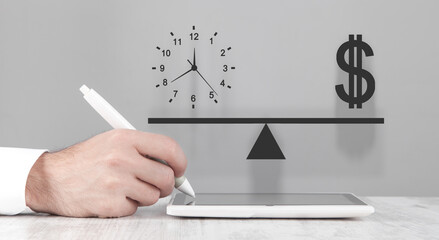Time and money balance. Business concept