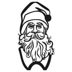 santa claus easy drawing vector black and white clip art