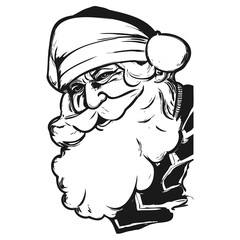 santa claus vector black and white clip art