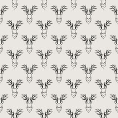 Fototapeta premium Deer and hunter seamless vector pattern. Neutral and timeless abstract repeating pattern for packaging and backgrounds.