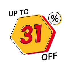 Vector of discount up to 31%, suitable for advertising content