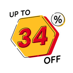 Vector of discount up to 34%, suitable for advertising content