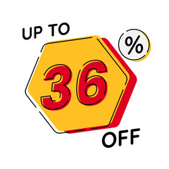 Vector of discount up to 36%, suitable for advertising content