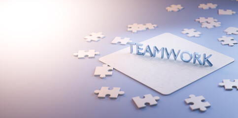 3d rendering The word teamwork
