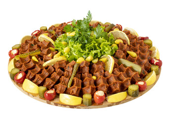 Turkish cig meatballs. Turkish cuisine delicacies. Local name ciğ köfte