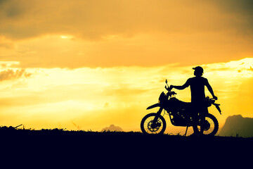 Plakat silhouette of a person riding a bike