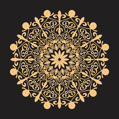 Mandala Design Decorative Pattern Decoration Snowflake on black