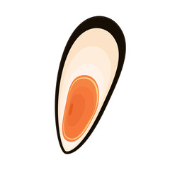Mussels vector. Fresh and tasty seafood appetizing mussel. Object, product, delicious sea food in restaurant, seafood for cooking, fishing. Ingredients for cooking. Vector flat illustration.