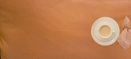 latte with with minimalist background with texture in white cup