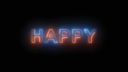 neon sign text of Happy