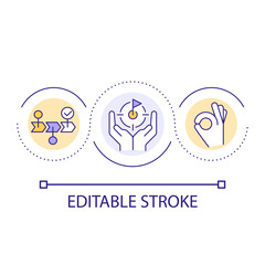 Reduce stress with work shutdown ritual loop concept icon. Remove creative block. Increase productivity abstract idea thin line illustration. Isolated outline drawing. Editable stroke. Arial font used