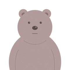 Cartoon head of a kind bear on a white background. Character for children. Forest wild animal. Vector isolated animal illustration