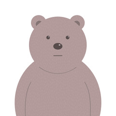 Fototapeta premium Cartoon head of a kind bear on a white background. Character for children. Forest wild animal. Vector isolated animal illustration