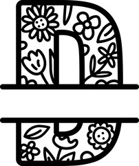 Floral Name Monogram D