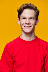 portrait of a nice, nice guy in a red T-shirt