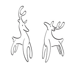 line art deer for christmas decoration illustration vector hand drawn isolated on white background