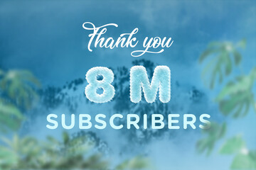 8 Million  subscribers celebration greeting banner with frozen Design