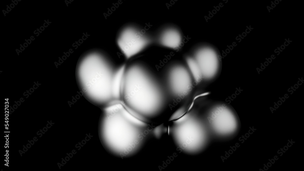 Poster abstract bubbles stuck together isolated on a black background. design. pulsating figure od same siz