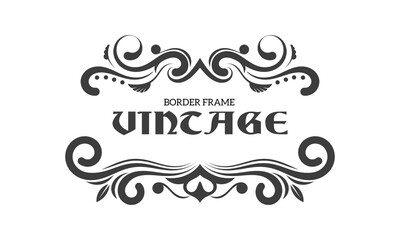 Ornamental Vintage Label Border, Baroque Calligraphy Flourish Tag Divider