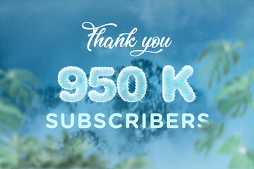Fototapeta premium 950 K subscribers celebration greeting banner with frozen Design