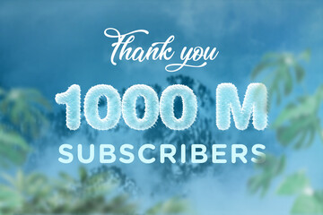 Fototapeta premium 1000 Million subscribers celebration greeting banner with frozen Design