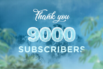 9000 subscribers celebration greeting banner with frozen Design