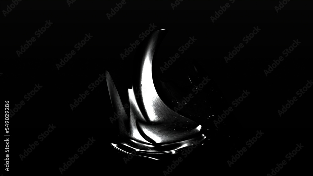 Poster abstract 3d transforming monochrome shape isolated on a black background. motion. unknown sticky obj