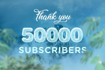 50000 subscribers celebration greeting banner with frozen Design