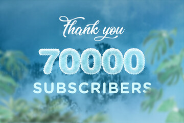 70000 subscribers celebration greeting banner with frozen Design