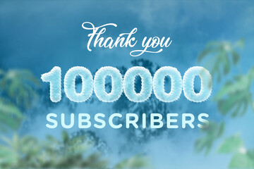 Fototapeta premium 100000 subscribers celebration greeting banner with frozen Design