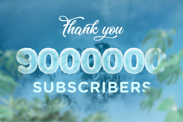 9000000 subscribers celebration greeting banner with frozen Design
