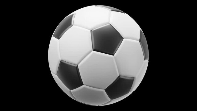 Soccer Ball Spinning on Transparent Background, Alpha Channel Seamless Loop 3D Animation