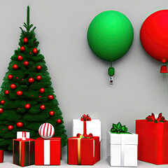 Fototapeta na wymiar balloon, gift, christmas, birthday, xmas, present, tree, december
