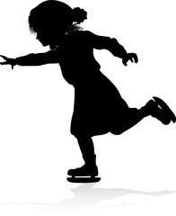 Silhouette Child Ice Skating Winter Clothing