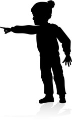 Silhouette Child Kid In Christmas Winter Clothing