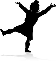 Silhouette Child Kid In Christmas Winter Clothing