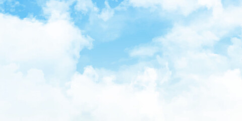 Obraz na płótnie Canvas Sunny background, blue sky with white clouds and sun, vector illustration.