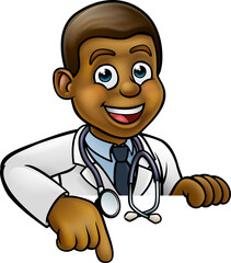 Doctor Cartoon Character Pointing