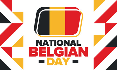 Belgian National Day. Belgium Independence day. Annual holiday in Belgium, celebrated in Jule 21. Patriotic design. Poster, greeting card, banner and background. Vector illustration