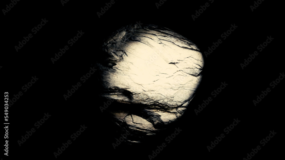 Poster abstract 3d transforming monochrome shape isolated on a black background. motion. unknown spherical 