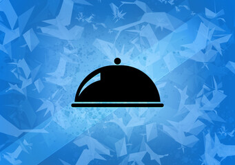 Food dish aesthetic abstract icon on blue background