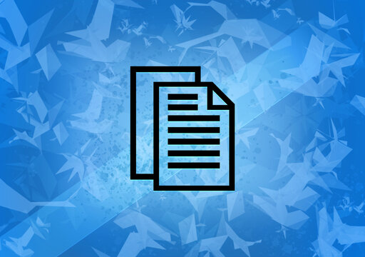Document pages aesthetic abstract icon on blue background
