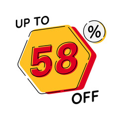 Vector of discount up to 58%, suitable for advertising content