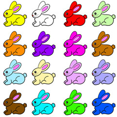 Assorted Colored Hand Drawn Bunny Rabbits