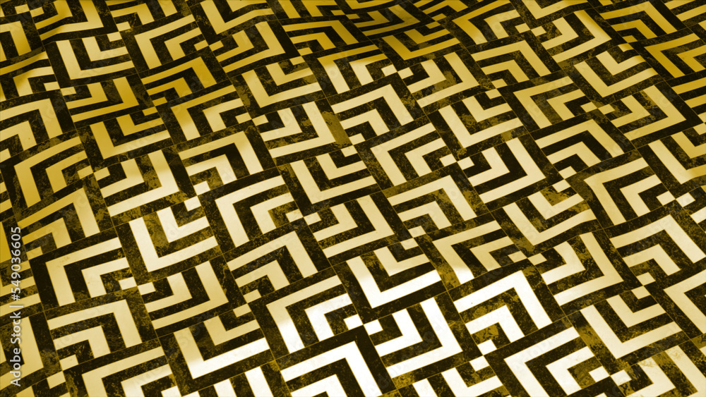 Poster background with fabric pattern and waves. motion. surface with ornament and fabric texture moving fr