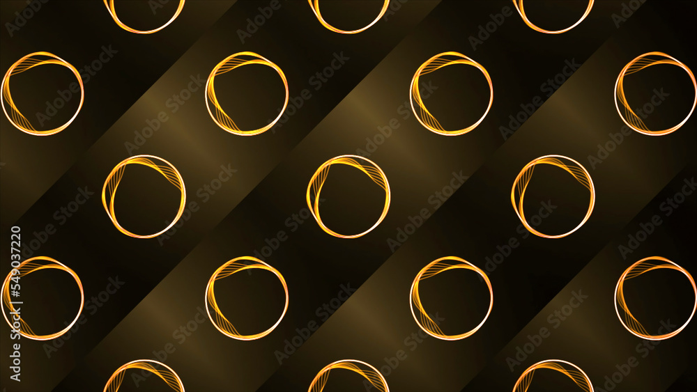 Poster parallel wide stripes with small circular silhouettes. motion. wobbling circles on wide parallel lin
