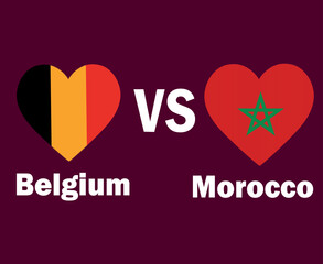 Belgium And United States Flag Heart With Names Symbol Design Europe And Africa football Final Vector European And African Countries Football Teams Illustration